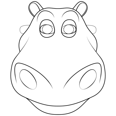 Hippo Mask Coloring Page